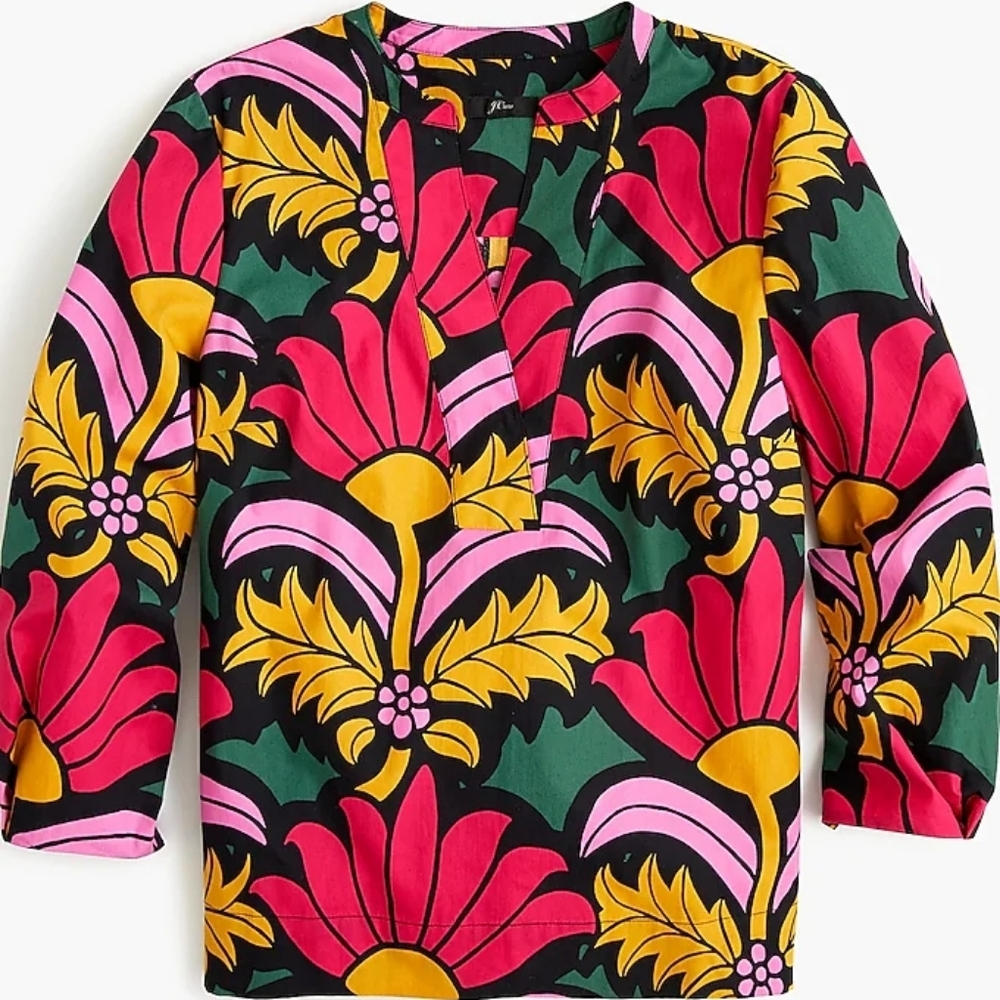 J CREW POPLIN Woman's Top Size Large - Picture 2 of 4